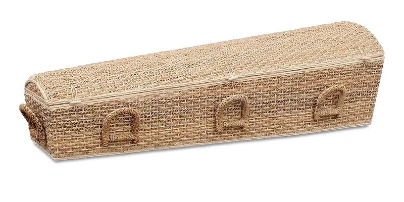 Gevlochten uitvaartmand van abaca